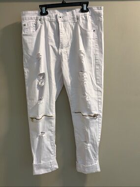 AG Adriano Goldschmied White Rolled Cuff Jeans